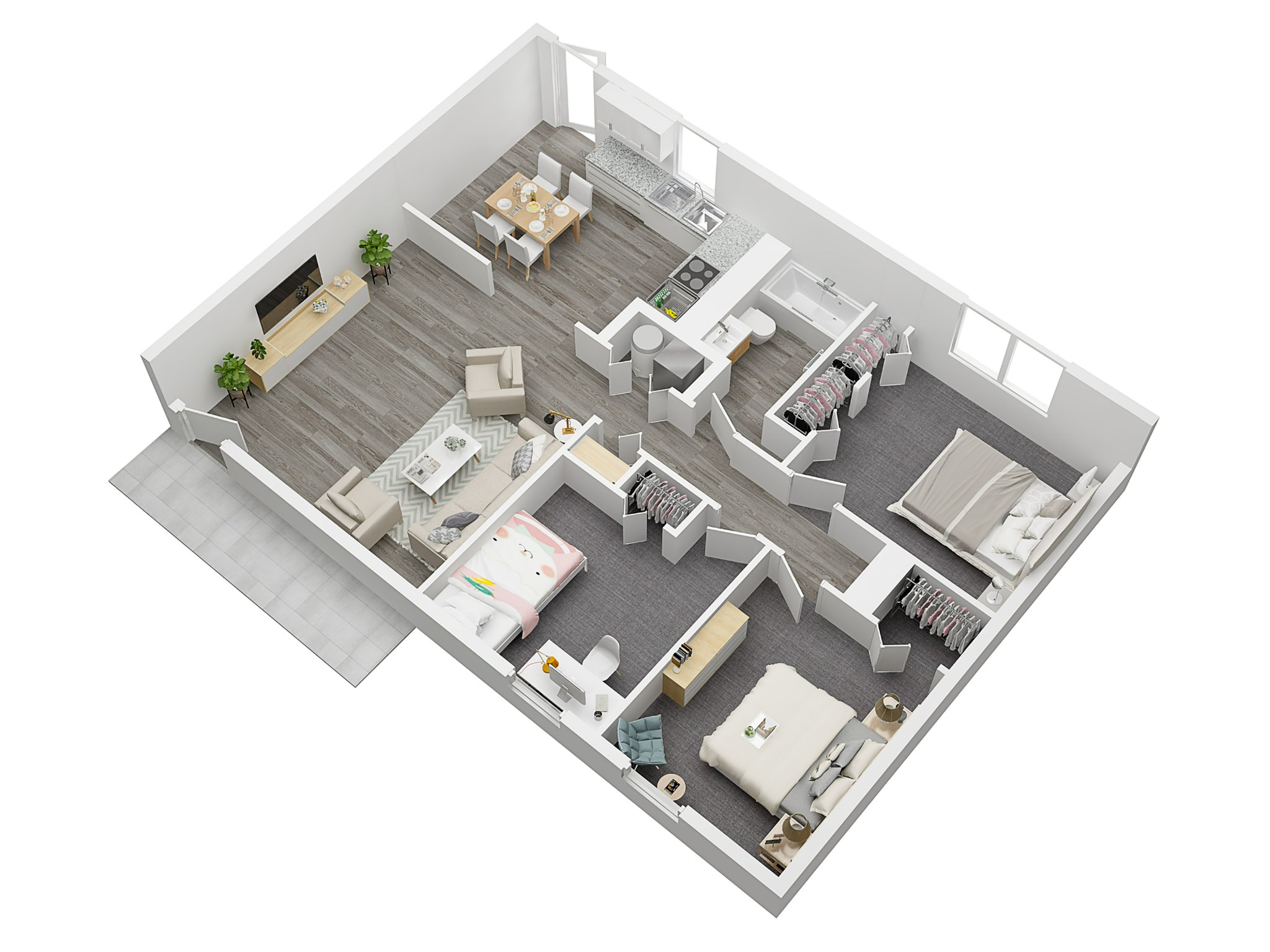 3 Bedroom 1 Bath floor plan layout